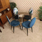 Glass Tulip Dining Table with Four Reupholstered Retro Chairs — photograph 7