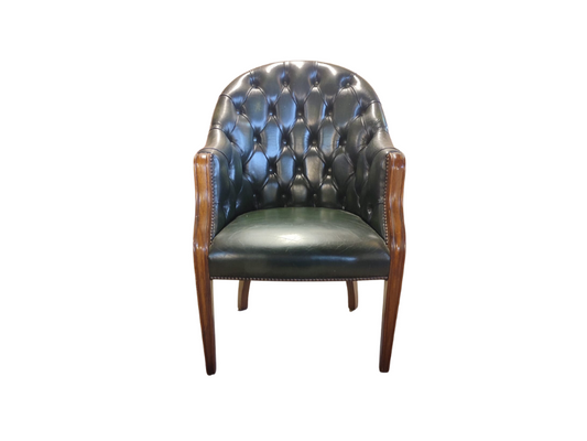 Vintage Georgian Style Deep-Buttoned Dark Green Armchair