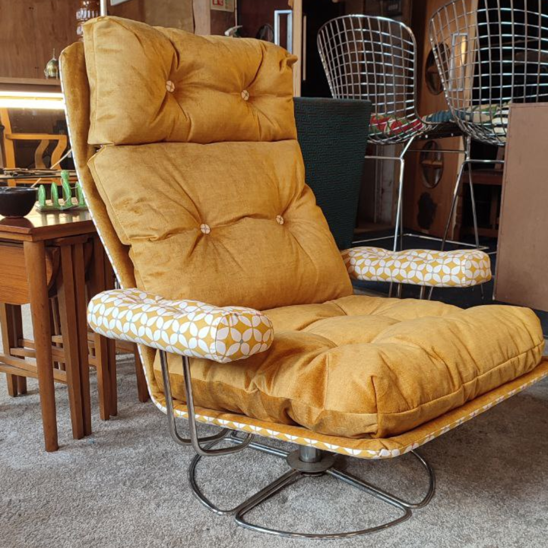 Mid century hot sale swivel armchair