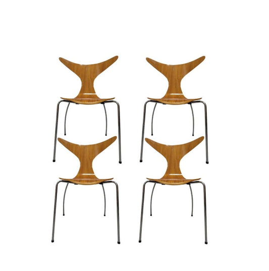 Danish Vintage Set of Four Dining Chairs by Bjarke Nielsen for Dan-Form